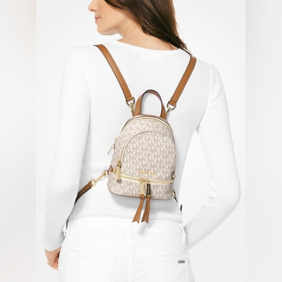 Michael Kors Cream Quilted Backpack with Gold Accents - Picture 17 of 17